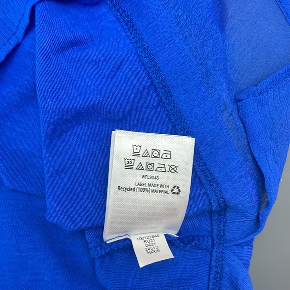 JM Collection Blouse sleeveless blue w/silver embroidery V-neck 100% cotton Sz S - Picture 10 of 11